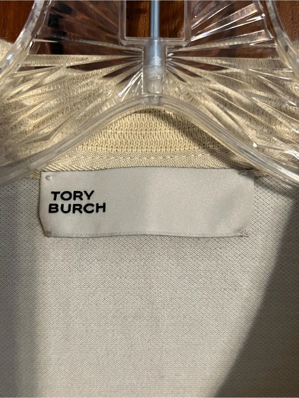 Tory Burch Polo Golf Sport Shirt Short Sleeve 3/4 Buttons Cream Size Small